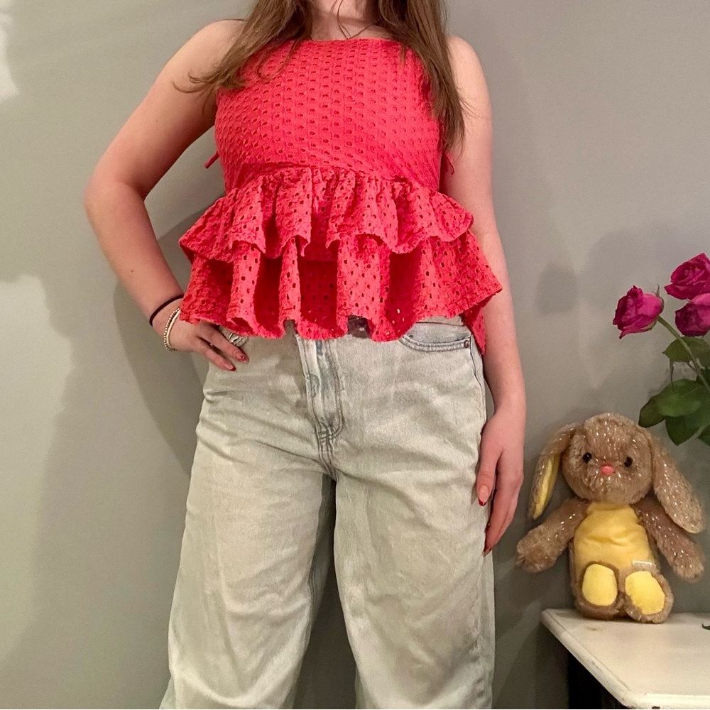 Vintage Y2K rebellion salmon pink peplum top